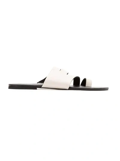 Shop Mara Mac Leather Flat Sandals In White