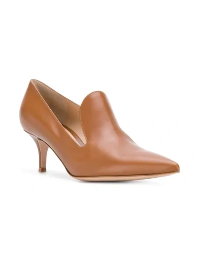 Shop Gianvito Rossi Pointed Toe Pumps In Brown