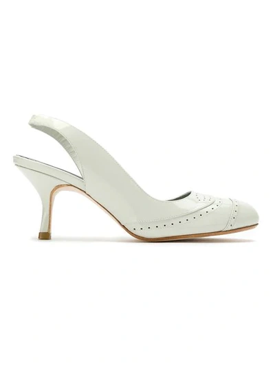 Shop Sarah Chofakian Leather Pumps In White