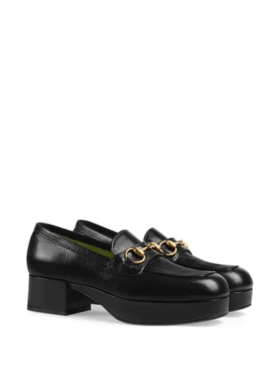 Shop Gucci Horsebit Platform Loafers In Black