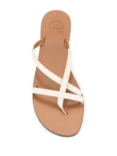 Shop Atp Atelier Strappy Flat Sandals - White