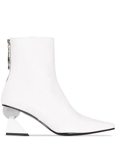 Yuul Yie Amoeba Glam Heel Boots In White Smooth Leather
