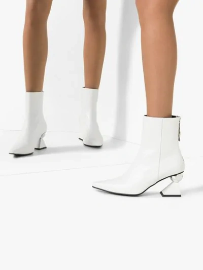 Yuul Yie Amoeba Glam Heel Boots In White Smooth Leather