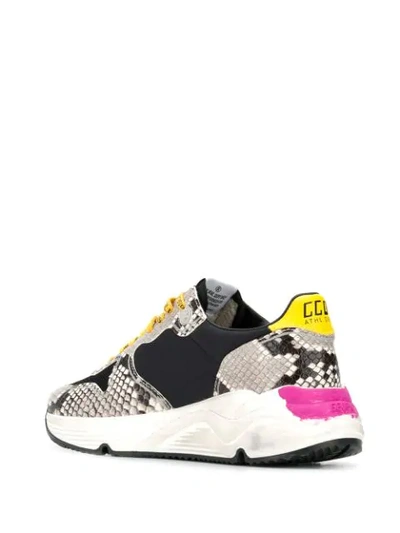 Shop Golden Goose Running Sole Sneakers In Natural Snake Print White