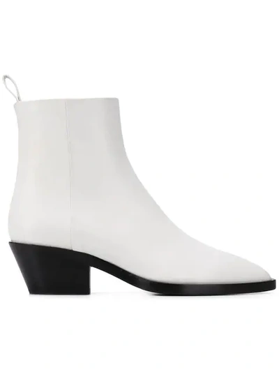 Shop Jil Sander Pointed Ankle Boots In 100 White