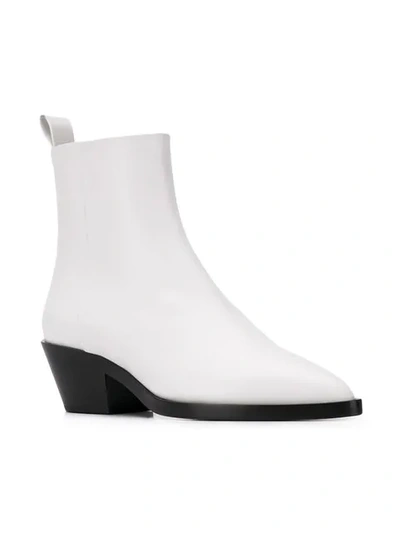 Shop Jil Sander Pointed Ankle Boots In 100 White