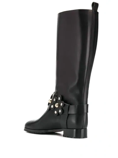 Shop Red Valentino Flower Puzzle Boots In Black