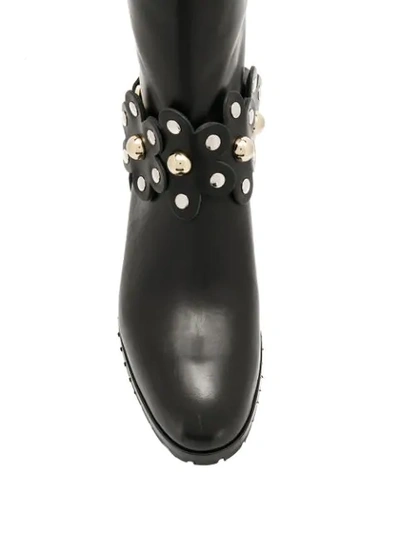 RED VALENTINO FLOWER PUZZLE BOOTS - 黑色
