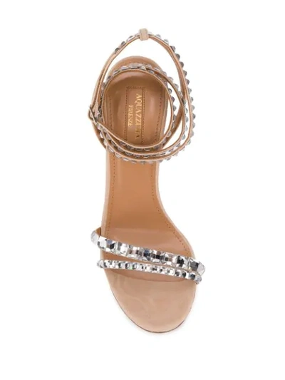 Shop Aquazzura So Vera 105mm Embellished Sandals In Neutrals