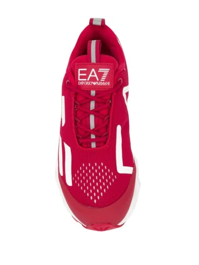 Shop Ea7 Contrast Logo Sneakers In Red