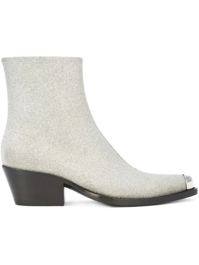 Shop Calvin Klein 205w39nyc Silver-tipped Ankle Boot In Grey