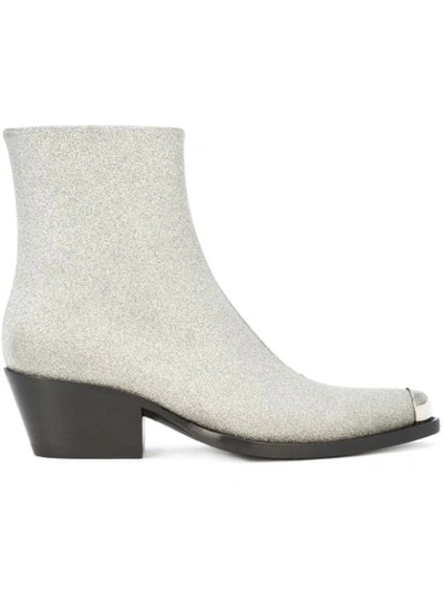 Calvin Klein 205w39nyc Terrane Diamond Glitter Leather Booties In Silver |  ModeSens