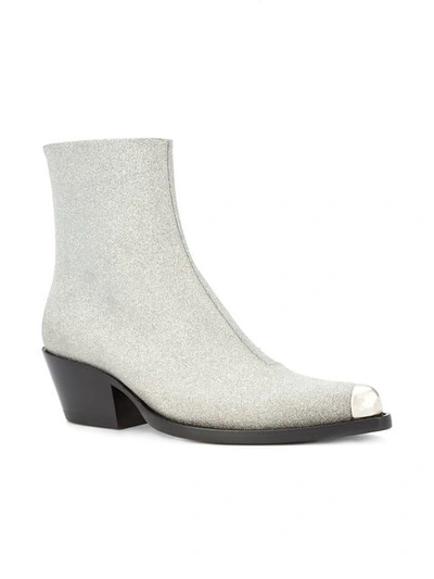 Shop Calvin Klein 205w39nyc Silver-tipped Ankle Boot In Grey