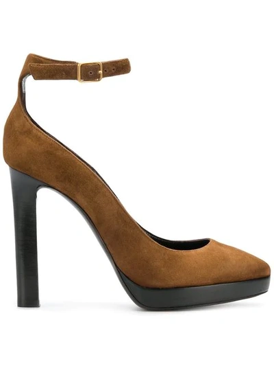 Shop Saint Laurent Platform Pumps In Brown