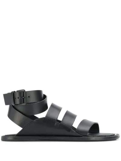 Shop Ann Demeulemeester Flat Buckle Fastening Sandals In Black