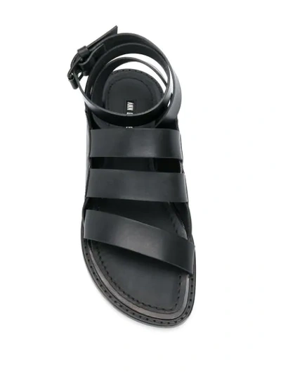 Shop Ann Demeulemeester Flat Buckle Fastening Sandals In Black