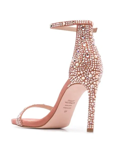 Shop Stuart Weitzman Crystal Embellished Sandals In Pink