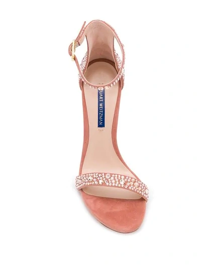 Shop Stuart Weitzman Crystal Embellished Sandals In Pink