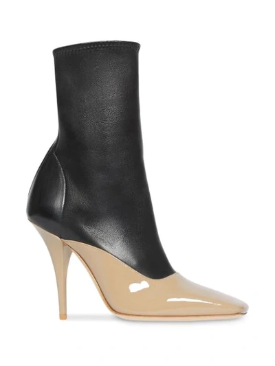 Shop Burberry Two-tone Stiletto Boots In Black