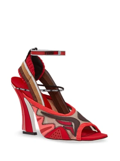 Shop Fendi 105 Mesh Slingback Sandals - Red