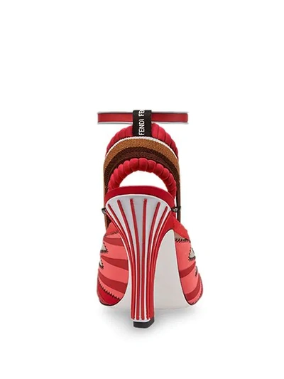 Shop Fendi 105 Mesh Slingback Sandals - Red