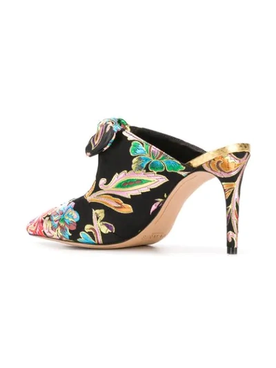 Shop Alexandre Birman Floral Embroidered Mules In Black