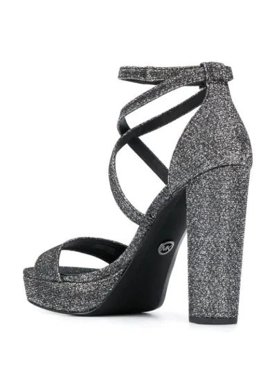 Shop Michael Michael Kors Charlize Platform Glitter Sandals In Black