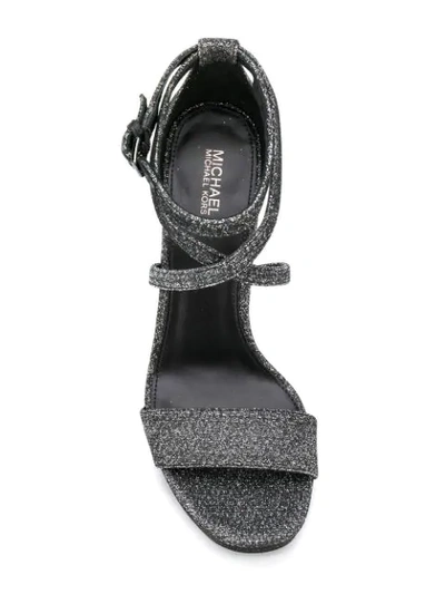 Shop Michael Michael Kors Charlize Platform Glitter Sandals In Black