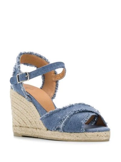 Shop Castaã±er Bromelia Wedge Sandals In Blue