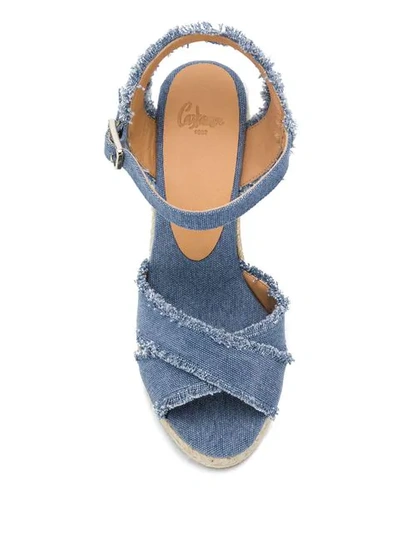 Shop Castaã±er Bromelia Wedge Sandals In Blue