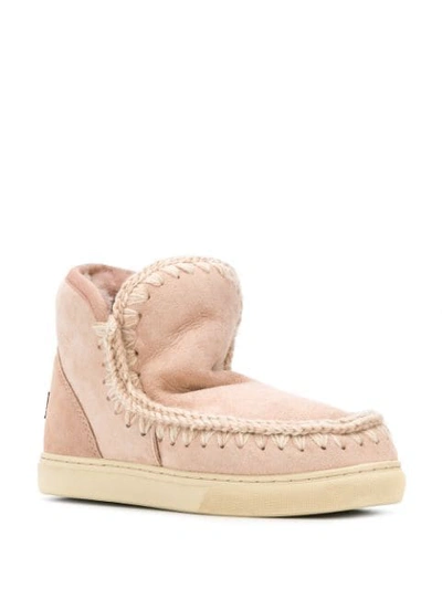 Mou Lined Interior Ankle Boots In Pink