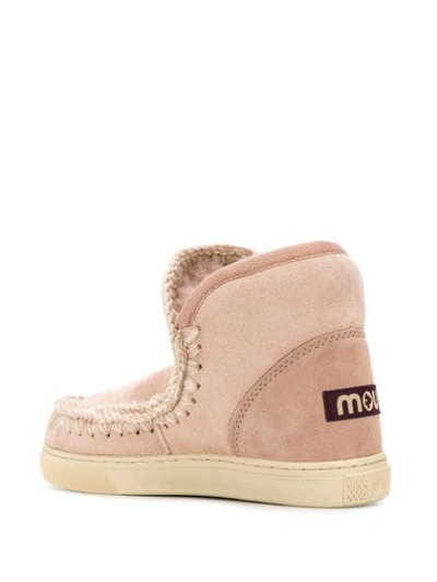 Mou Lined Interior Ankle Boots In Pink