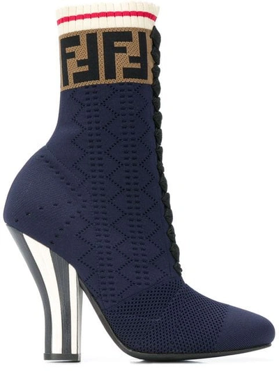 Shop Fendi Rockoko Boots In Blue