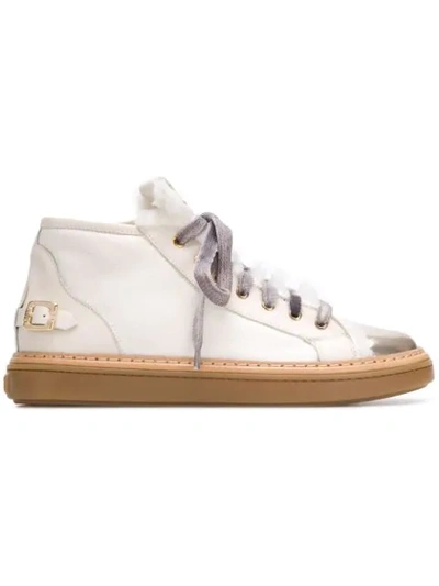 Shop Agl Attilio Giusti Leombruni Faux Fur Trim Hi In White