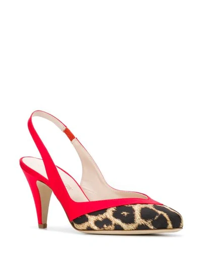 Shop Gia Couture Leopard Print Slingback Sandals In Red