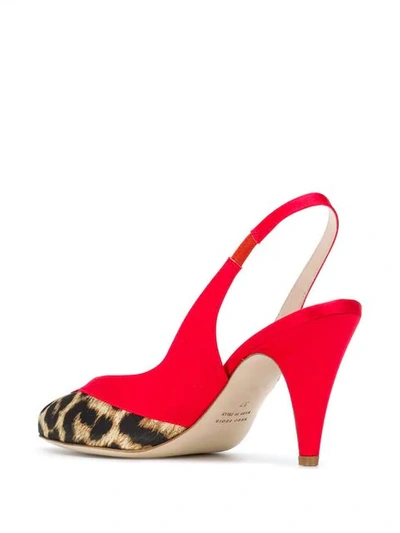 Shop Gia Couture Leopard Print Slingback Sandals In Red