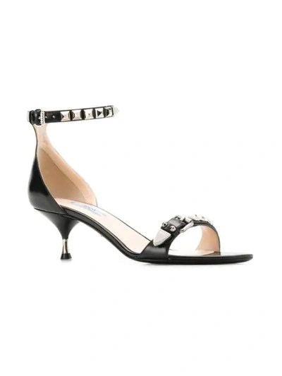 Shop Prada 60 Studded Sandals In Black