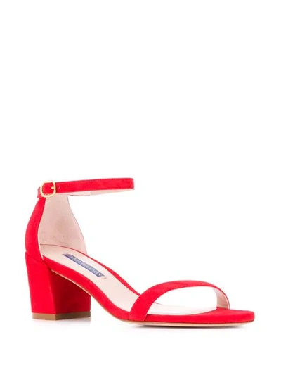 Shop Stuart Weitzman The Simple Block-heel Sandals In Red