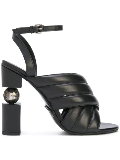 Shop Balmain Geometric Heel Crossover Sandals In Black