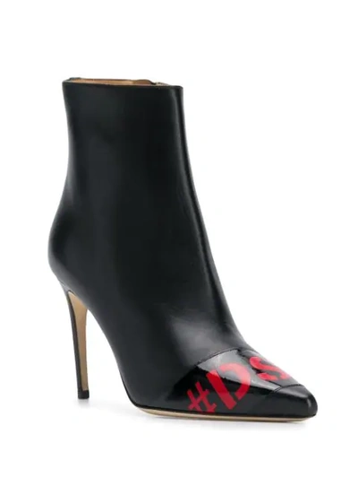 Shop Dsquared2 Logo Heeled Boots In Black
