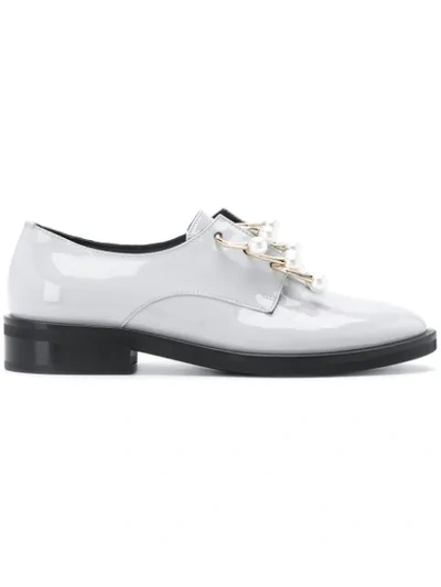 Shop Coliac Anello Embellished Derby Shoes In Grey