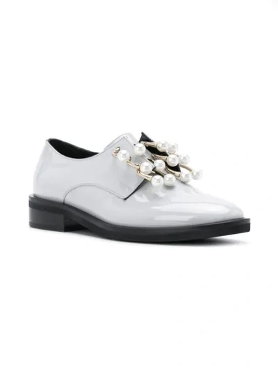 Shop Coliac Anello Embellished Derby Shoes In Grey