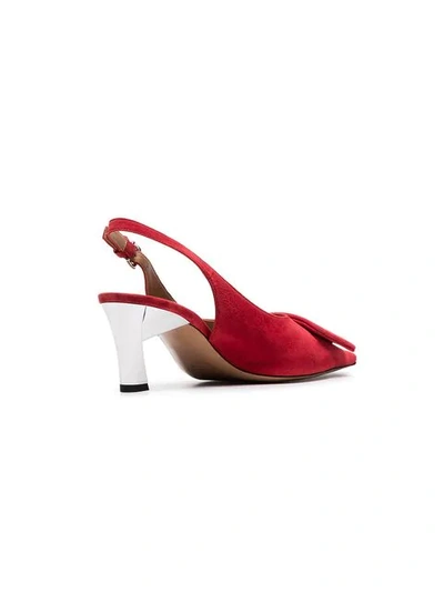 Shop Marni Red Buckle 60 Suede Leather Slingback Pumps