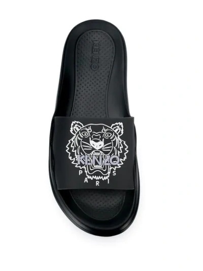 Shop Kenzo Tiger Slides In Black