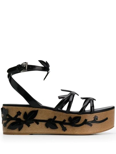 Shop Prada Embellished Wedge Sandals In Black