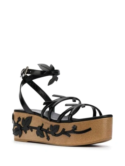 Shop Prada Embellished Wedge Sandals In Black