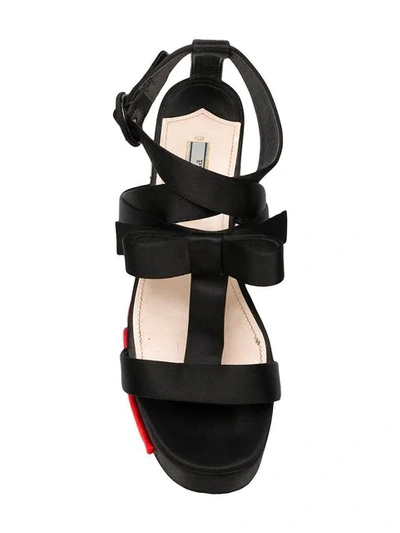 Pre-owned Prada Flower Appliqué Flatform Shoes In Black