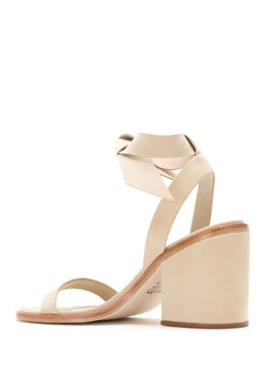 Shop Osklen Leather Sandals With Lace Up Detail In Neutrals