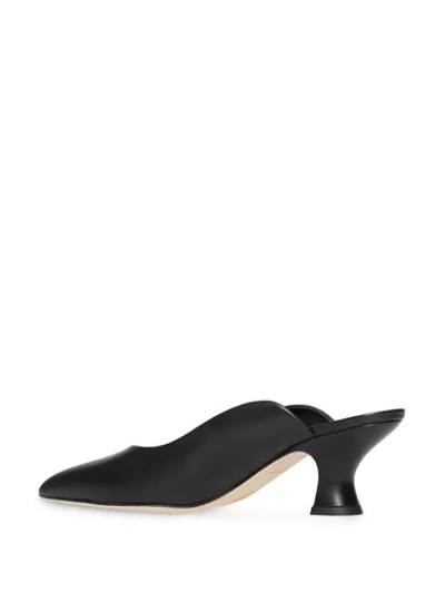 Shop Burberry Leather Point-toe Mules In Black