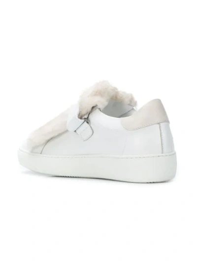 Shop Moncler Embellished Strap Sneakers In White